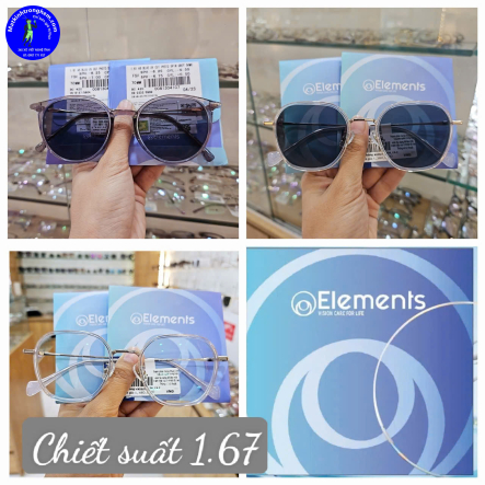 TRÒNG KÍNH ĐỔI MÀU CẮT ÁNH SÁNG XANH ELEMENTS BLUE UV CUT PHOTO GREY- CHIẾT SUẤT 1.67- ĐỔI MÀU KHÓI