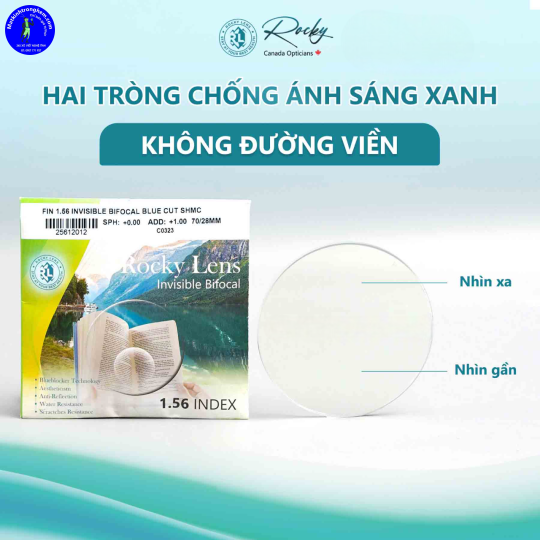 KÍNH HAI TRÒNG ROCKY 1.56 BLUE CUT SHMC CHÍNH HÃNG