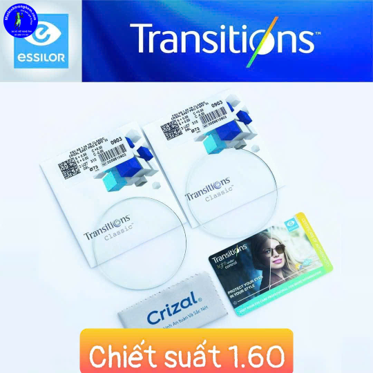 TRÒNG ĐỔI MÀU LỌC ÁNH SÁNG XANH TRANSITIONS CLASSIC- CHIẾT SUẤT 1.60- ĐỔI MÀU KHÓI