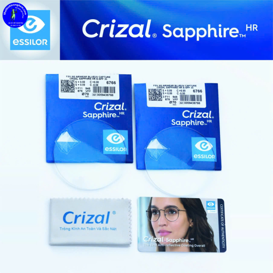 TRÒNG KÍNH ÁNH SÁNG XANH ESSILOR CRIZAL SAPPHIRE- CHIẾT SUẤT 1.67
