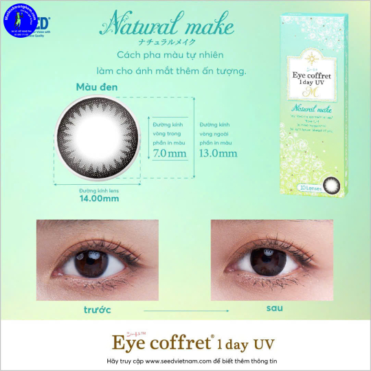 KÍNH ÁP TRÒNG 1 NGÀY MÀU NATURAL MAKE- SEED NHẬT