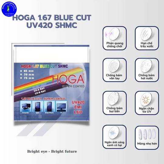 TRÒNG KÍNH SIÊU MỎNG 1.67 HOGA VIỆT NAM- CÓ CẮT ÁNH SÁNG XANH