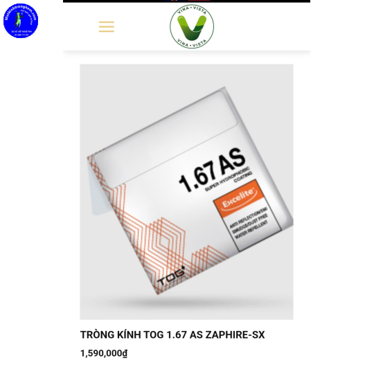 TRÒNG KÍNH SIÊU MỎNG CHIẾT SUẤT 1.67 EXCELITE TOG- KO NGĂN ÁNH SÁNG XANH